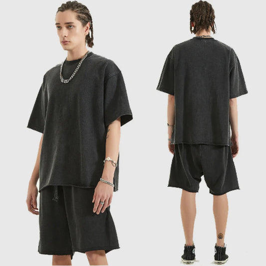 Oversized Wings Printed Tshirts Men Gym Vintage Heavyweight T Shirts Cotton Workout Acid Wash Baggy Tees Street Tops Unisex