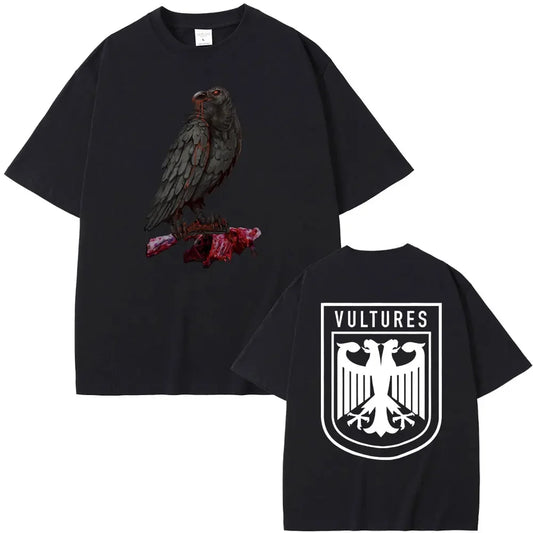Rapper Kanye West Vultures New Music Album Graphic T Shirts Men Women Hip Hop Fashion Oversized T-shirts Male 100% Cotton Tshirt
