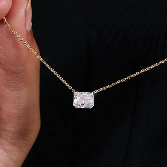1/2carat Emerald/Radiant Cut Solitaire Moissanite Diamond Pendant Necklace With Certificate S925 Silver Neckchain For Women