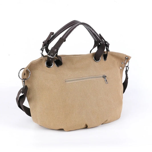 Women's Large Capacity Canvas Messenger Bag Fashion Casual Solid Crossbody Shoulder Tote Handbag Designer Female