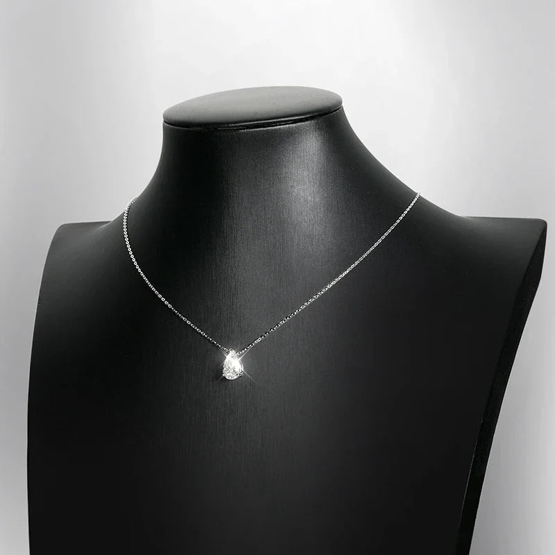 Pear Cut 1-5CT Solitaire Moissanite Diamond Pendant for Woman Man 925 Silver Plated 18k Wedding Bridal Neck Chain Necklace
