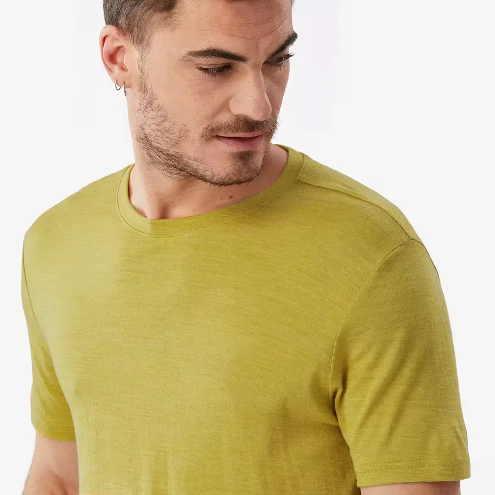 Superfine Merino Wool T shirt Men Base Layer Merino Shirt Wicking Breathable Quick Dry Anti-Odor No-itch Big USA Size