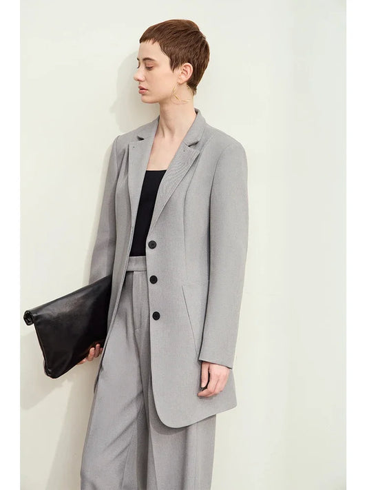 Minimalism 2024 Autumn Jackets for Women New Stand Collar Slim Female Vintage Quality Shoulder Pad Tailored Coat 12443066