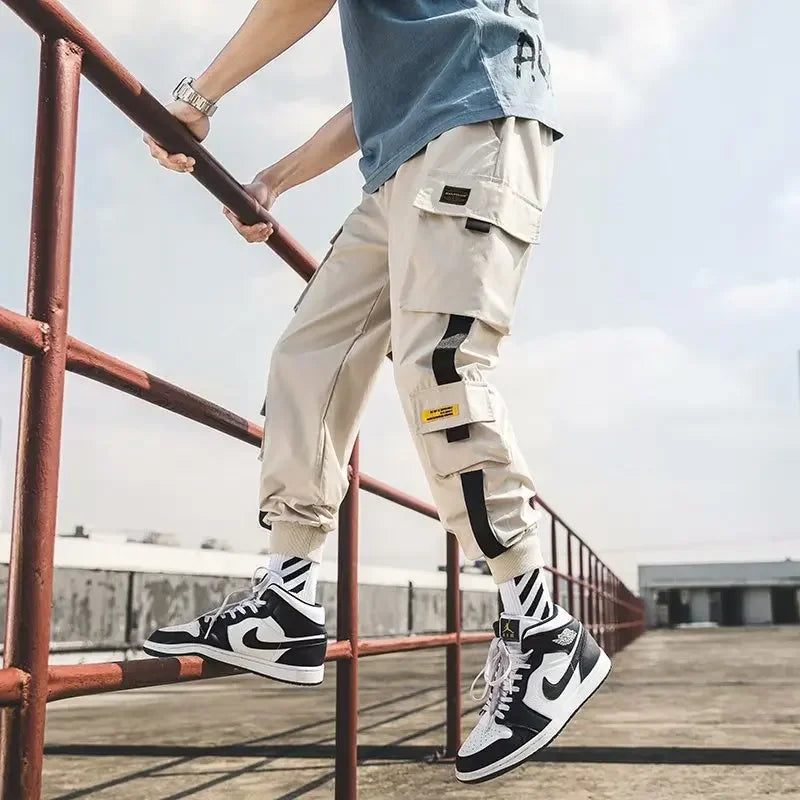 Mens Summer Army Green Loose Pant Joggers Pants Men Cargo Pants Hip Hop Casual Pockets Sweatpants Male Fashion Trousers