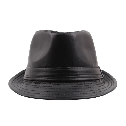 PU Leather Gift Fedoras for Middle-aged and Elderly Autumn and Winter Outdoor Leisure Gentlemen Jazz Hat for Men Panama Hat