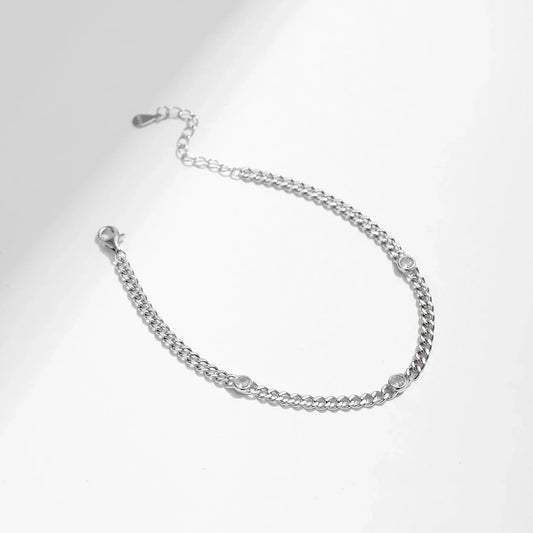 Bracelet torsadé en moissanite ronde couleur D plaqué or blanc, en argent sterling 925, délicat, réglable, idéal comme cadeau