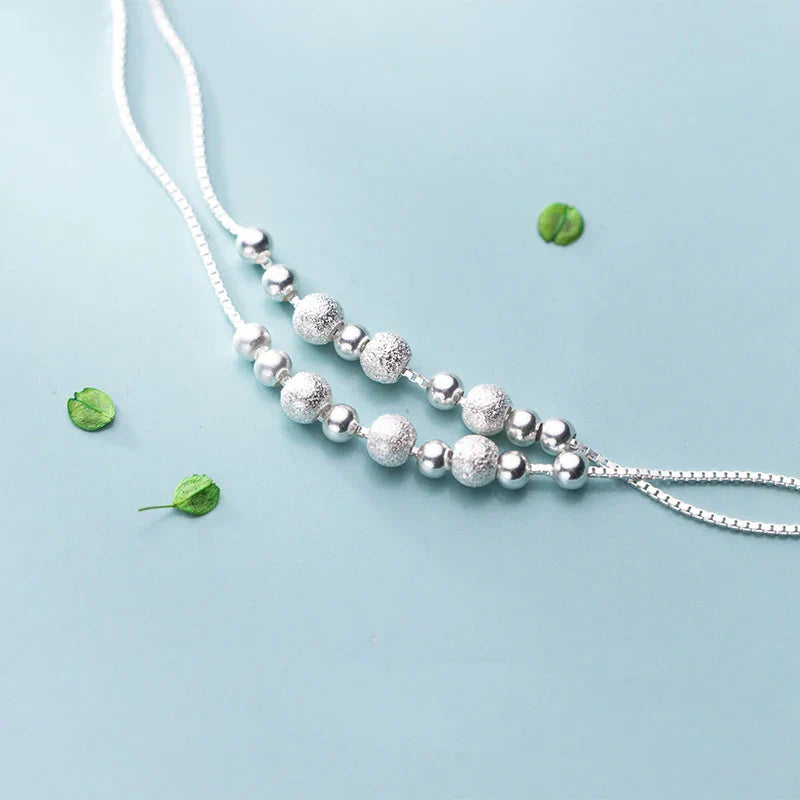 Fashion Double Box Chain for Women Frosted Ball and Light Beads Sterling Silver 925 Bracelet Fine Jewelry 2020 Design