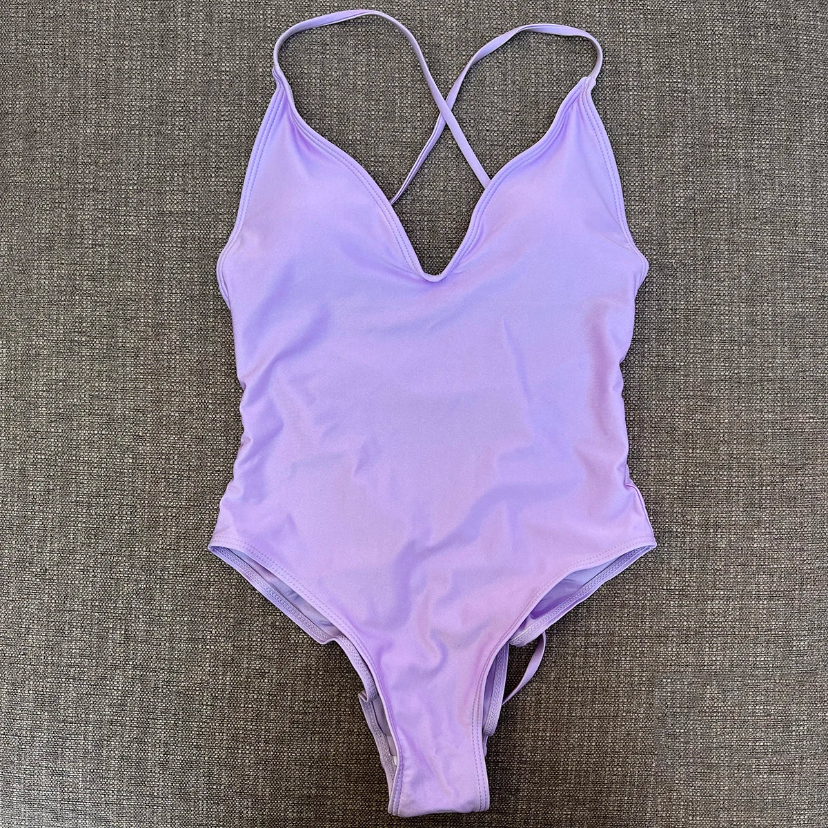 Solid One Piece Swimsuit Women Swimwear 2025 New Bikini Sexy Bodysuit Plus Size Bathing Suit Swimming Suit maillot de bain femme