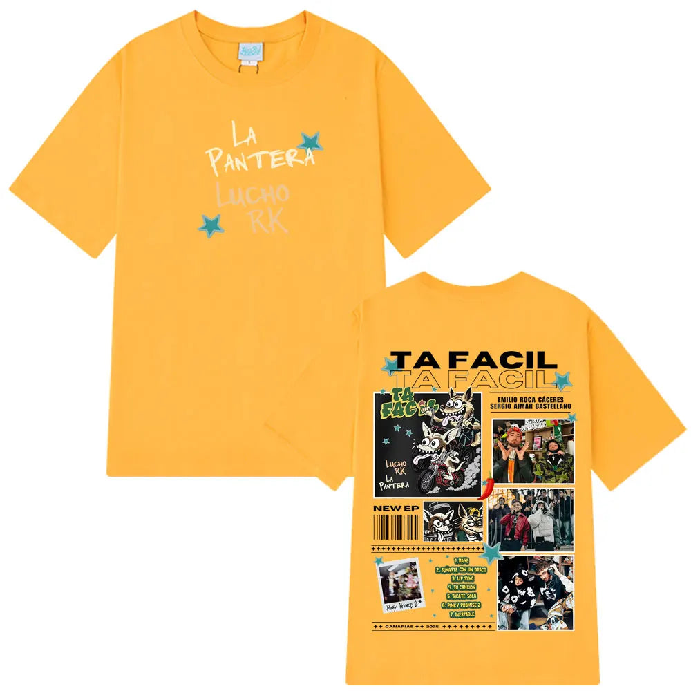 Ta Facil New Album 2025 La Panter Lucho Rk Fashion Print Tees Men Women Harajuku Hip-hop T-shirts Loose Casual Cotton T-shirts