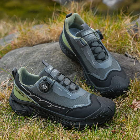 Men's Lightweight Casual Shoes Outdoor Running Shoes in Black Grey Khaki Sizes 39-48 PU Material with Canvas