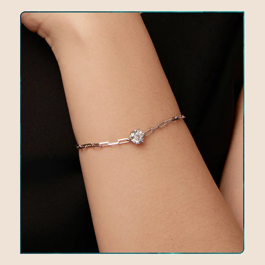 Bracelet Moissanite 1 carat avec six griffes, chaîne de poignet réglable en argent sterling 925 pour femmes, cadeau d'anniversaire pour épouse et maman