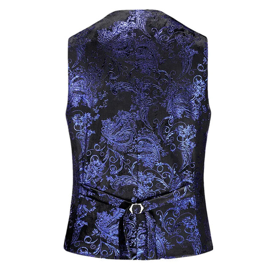 2026 Men's Red Sleeveless Suit Vest, Korean Slim Hot Stamping Printed Vests, Silver Blue Beige Waistcoat, Asian Size M-6XL