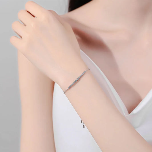 Bracelets dégradés en moissanite (total 0,24 carat) pour femme, coupe ronde brillante, en argent sterling S925 plaqué or 18 carats