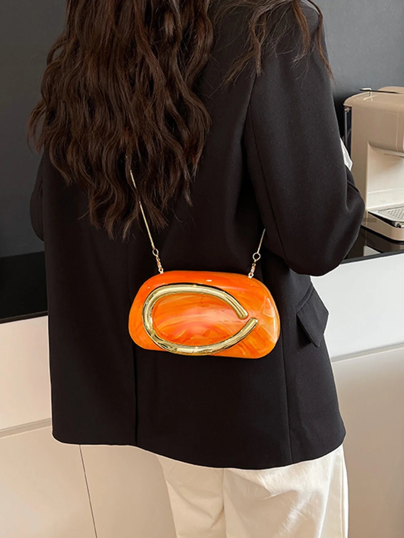 Women's Sealed Box Shaped Acrylic Clutch Fashion Dinner Wedding Party Handbag Elegant Luxury Designer Crossbody Shoulder Bag