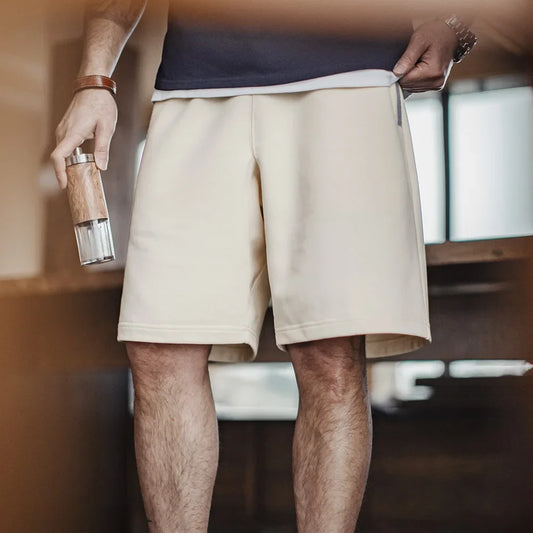 Men Summer Contrast Color Knitted Shorts Casual Wear-resistant Gusset Patchwork Short Loose Fit Elastic Waist Sport Shorts