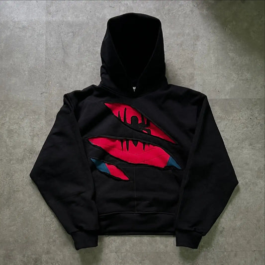 American Retro Spider Patchwork Print Hoodies Fashion Oversized Loose Full Zipper Hoodie Men Jacket Gothic Street Y2k Sweatshirt
