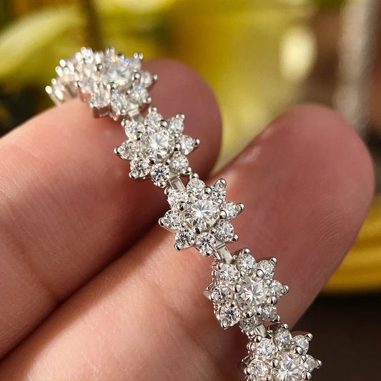 Bracelet tennis fleur moissanite bijoux de mariage argent sterling 925 plaqué or blanc 18 carats GRA bracelets pour femmes et hommes