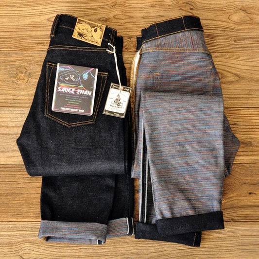 Mens Jeans 21 Oz Rainbow Selvedge Denim Vintage Raw Jeans for Men Sanforized Unwashed Heavyv Denim Jeans