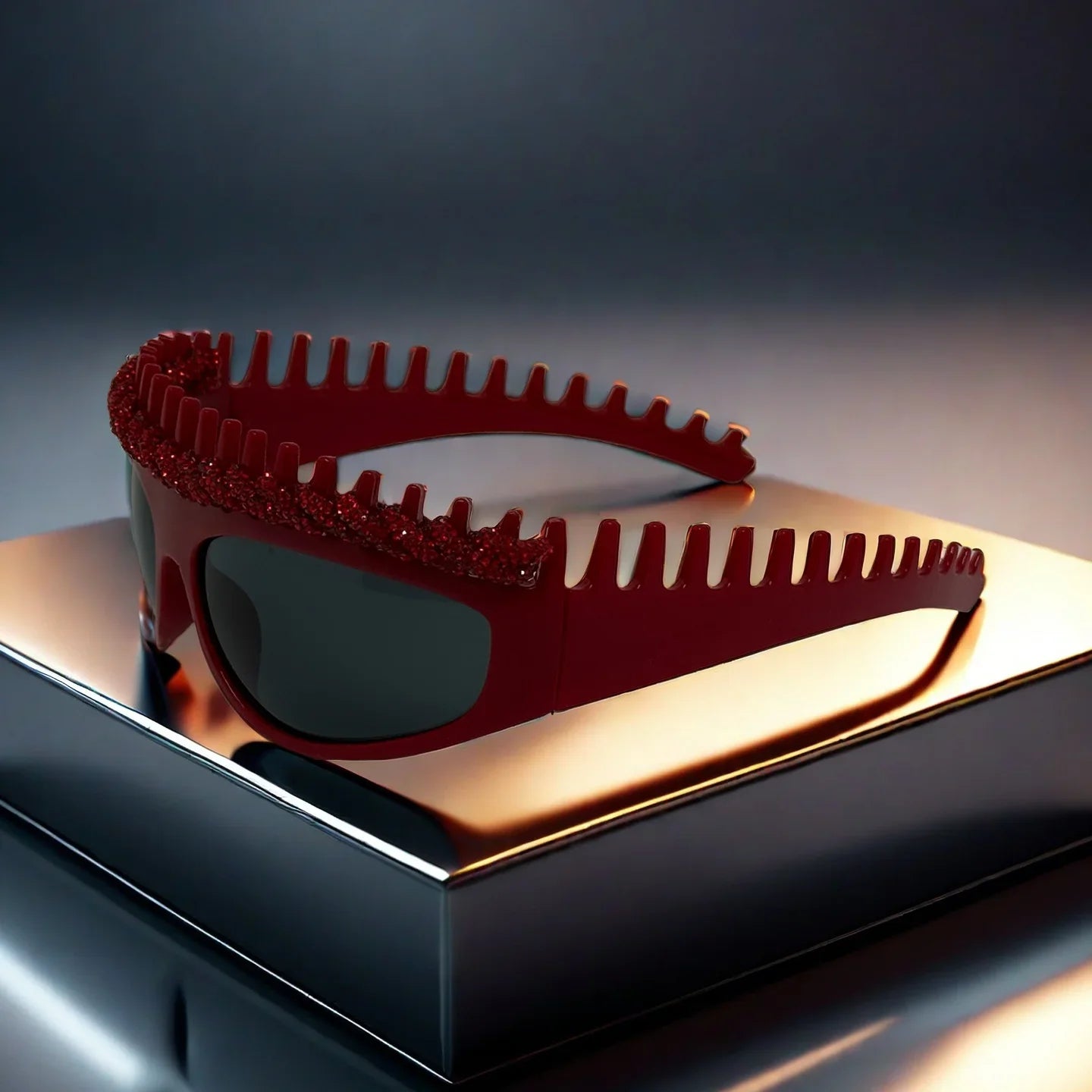 y2k Spiked Headband Large Frame Sunglasses for Women and Men Punk Sweet Cool Style Exaggerated Rhinestone Shade for Funny Party