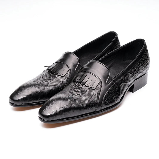 High Quality Fashion Loafers Dress Shoe Men Casual Leather Shoes Elegant Custom Mens Wedding Office Business Shoe Black Big Size