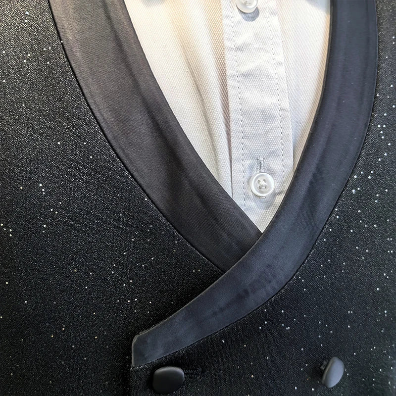 Luxury Man Suits High Quality 3 Pieces Littering Rhinestone Embellishment Wedding Dress Shining Flash Diamond Tuxedo Dinner Suit