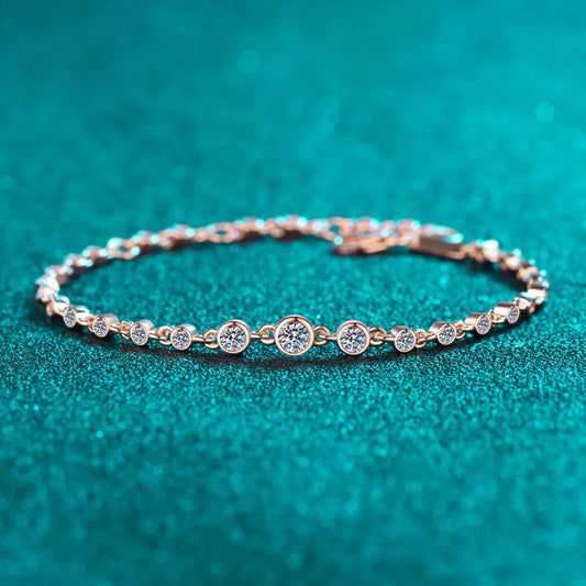 Bracelet Jonc Rond 0.87cttw Moissanite Diamant Couleur D Pour Femmes Argent 925 Certifié GRA Bracelets à Maillons de 19cm Cadeau