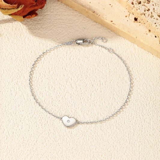 Bracelet en Moissanite couleur D, argent sterling 925, chaîne de maillons simple en forme de cœur, pour femmes, bijoux fins avec boîte