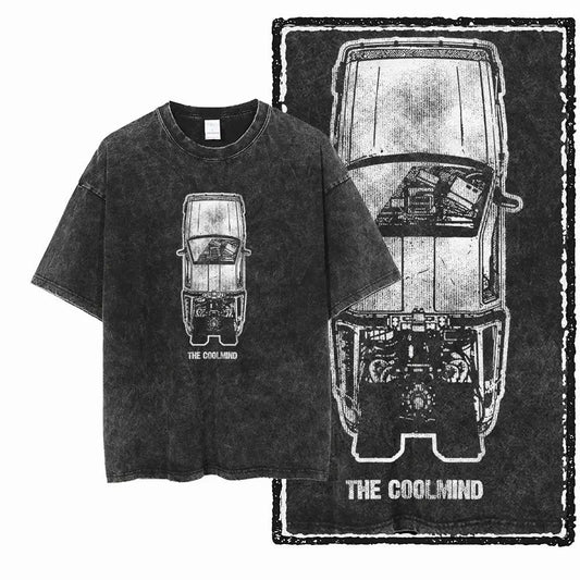 G58 Acid Washed Black Cotton Vintage Creative Graphic Men T-shirt | Streetwear Big Size Cool O-neck men's Tee Tshirt
