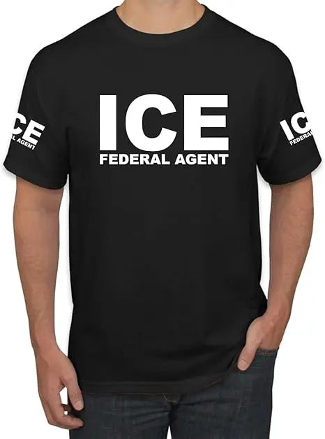 ICE Immigration Police, Fedral Agent Customs Enforcement Political Men's Novelty T-Shirt Humor Funny Letters Printed Saying Tee
