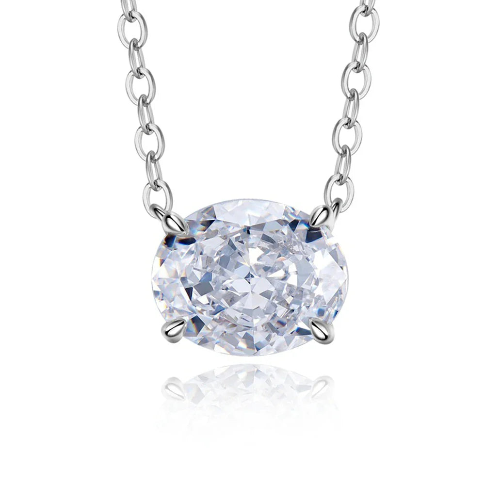 3CT Oval Cut Moissanite Pendant Necklace GRA Certified 8x10mm Lab Diamond Necklaces 925 Sterling Silver Birthday Wedding Jewelry