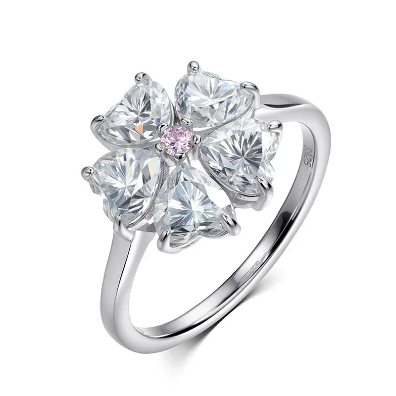 14K Plated 6 Gems Moissanite Rings for Women Luxury Wedding Lab Diamond Pure 925 Silver Band Fine Jewelry Female Ring GRA