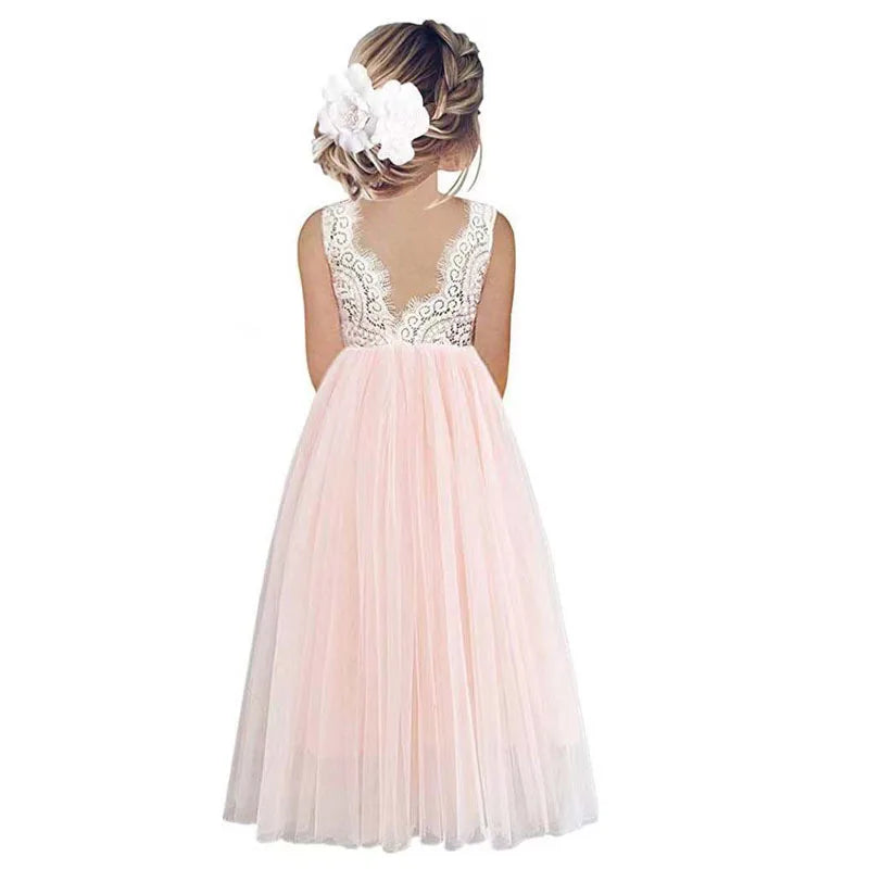 New Flower Girl Dress Baby Kids Summer Princess Party Lace Wedding Birthday Dresses Children Clothing 2 4 6 8 10 12 14