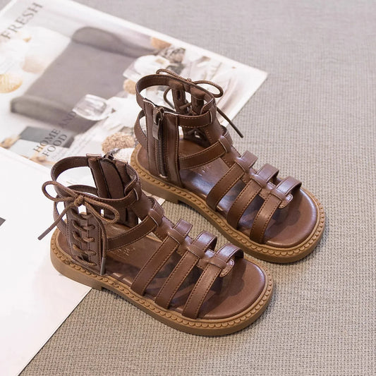 2026 Children Sandals High-top Kids Girls Sandals Baby Sandals High Quality Flat Cut-Outs Beach Sandals