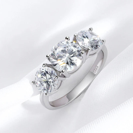 White Gold 4/2CT Moissanite Ring for Women Sparkling Lab Grown Diamond Wedding Band S925 Solid Silver Jewelry Wholesale