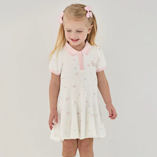Girls Summer Princess Dress Casual Cute Kids Printed Polo Short Sleeve Dress Formal Party Knitted Clothes DB2262445