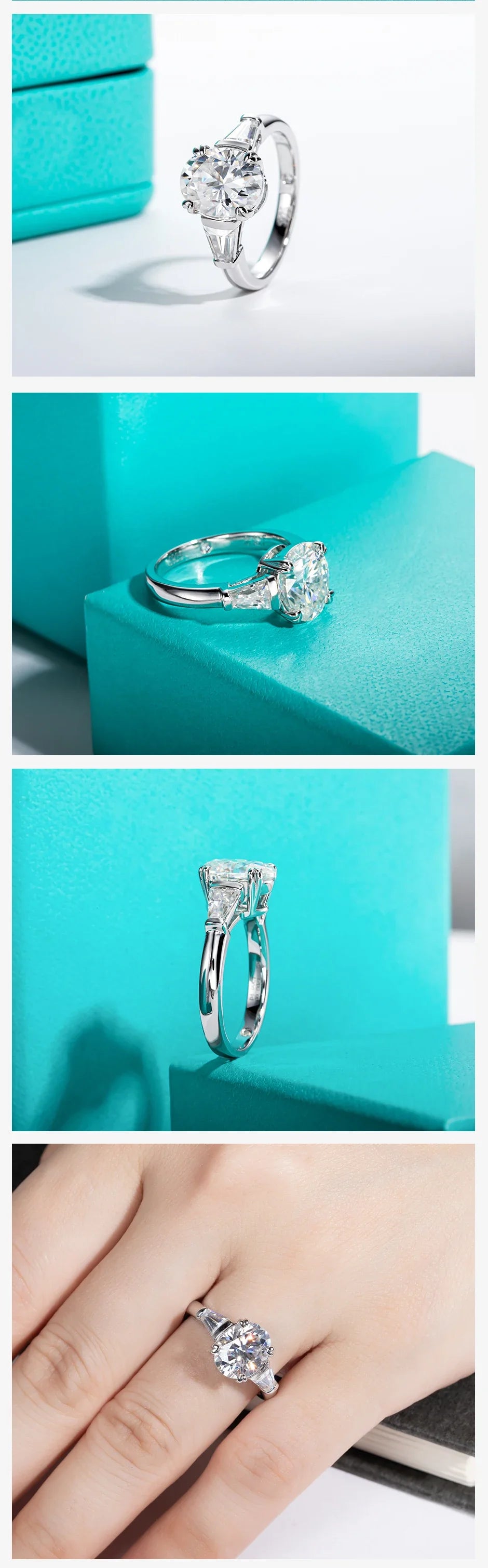 3.8cttw Oval Cut D Color Moissanite Diamond Engagement 925 Sterling Silver Rings For Women Jewelry Wholesale