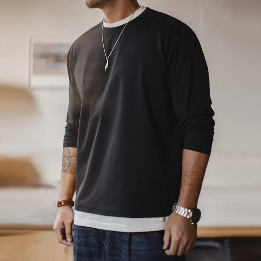 Casual 7A Anti-Bacterial Quick-Dry Long Sleeve T-Shirt Men's Spring Cool Comfort Breathable Tops Round Neck Layering Tee