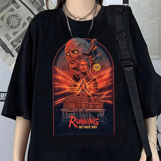 Hawkins Demogorgon T-shirt Anime Black T Shirt Cartoon Short Sleeve Harajuku Tshirt Women Men