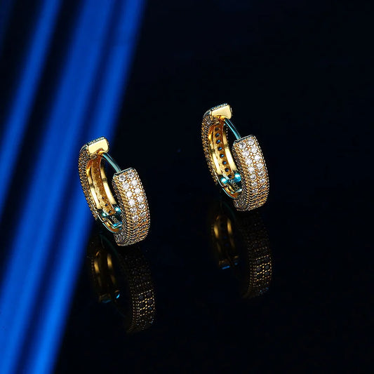 Luxury Real D Color Full 1mm Moissanite Hoop Earrings For Women S925 Sterling Silver Plated 18K Gold Diamond Earring