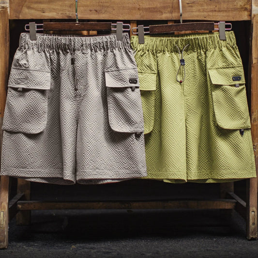 Men's Lightweight Seersucker Five Inch Shorts American Retro Mountain Style Techwear Thin Casual Summer Men Bottoms