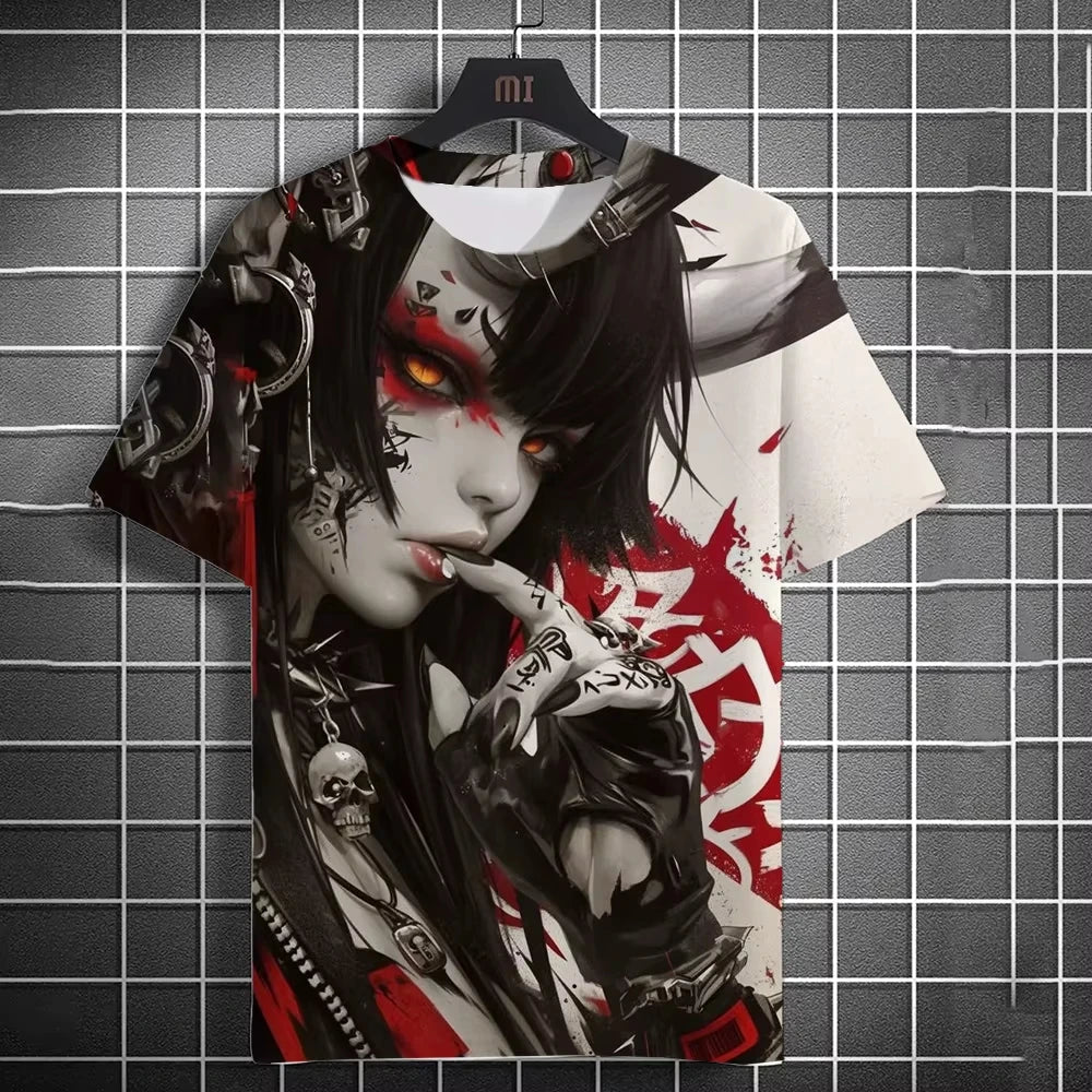 Japanese Anime Girl 3D Print Sports Breathable Men T Shirt Harajuku Kawaii Y2K Casual Street Short Sleeve Fashion Top