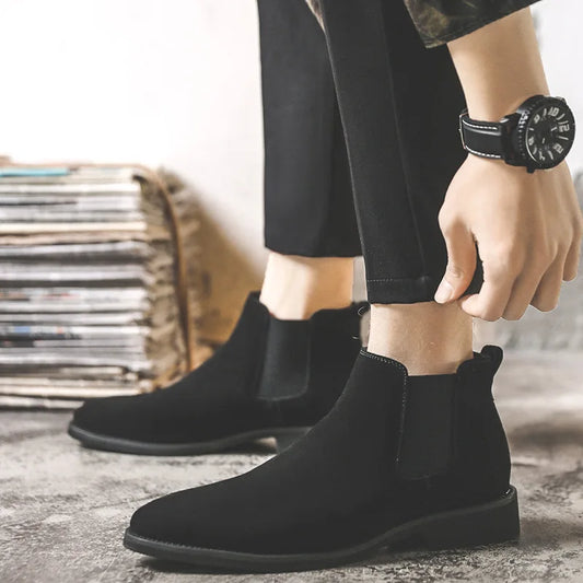 2026 Men Elevator Shoes Chelsea Boots 6cm 8cm Invisible Inner Increase Shoes Man Height Increasing Shoes Suede Leather Men Boots