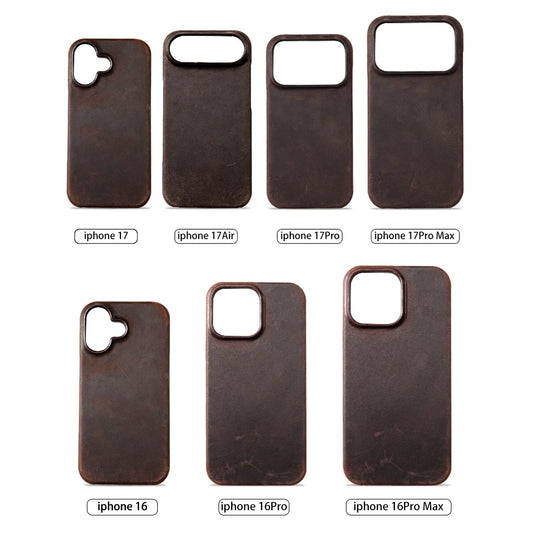 for Magsafe Case for iPhone 15 16 17 Pro Max Air Retro Luxury Full Grain Cowhide Genuine Oiled PULL-UP Leather Magnetic Cover