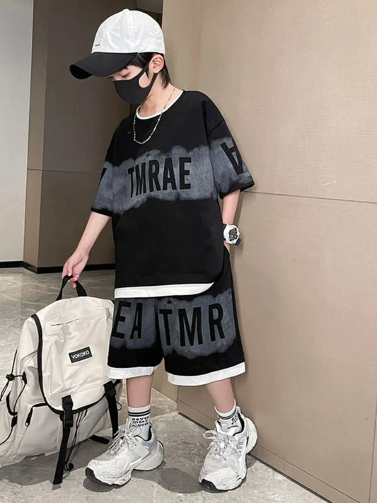 Short-sleeved Sportswear Boys Outfit Set Kids Boy Clothes Boy's Clothing Children's Sets 4 Years Baby Summer Junior Top Bottom