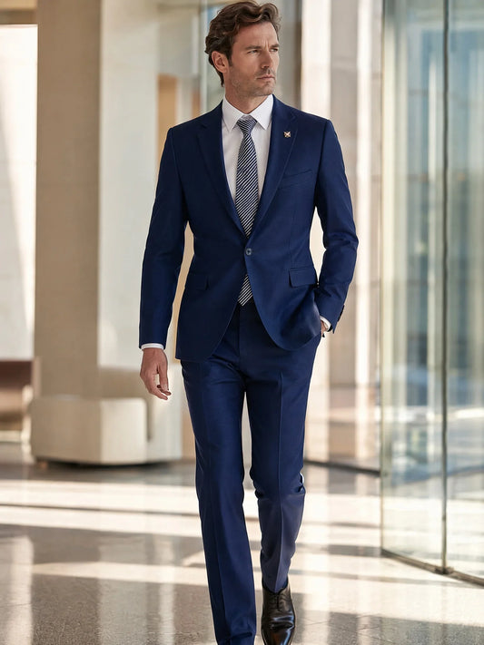 High Quality Dark Gray Suit Slim Fit Solid Color Suit Formal Business Office Single Breasted Coat Pants 2 Pieces Set