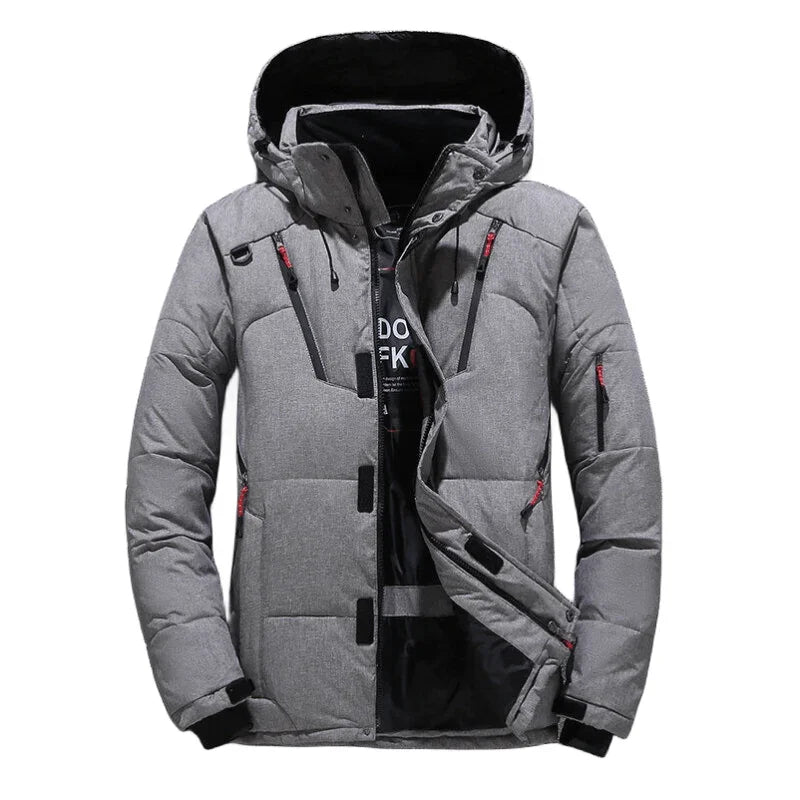 Winter White Duck Down Jacket Men Travel Hiking Thicken Warm Hooded Puffer Jackets Windproof Overcoat Down Coat Male Clothing