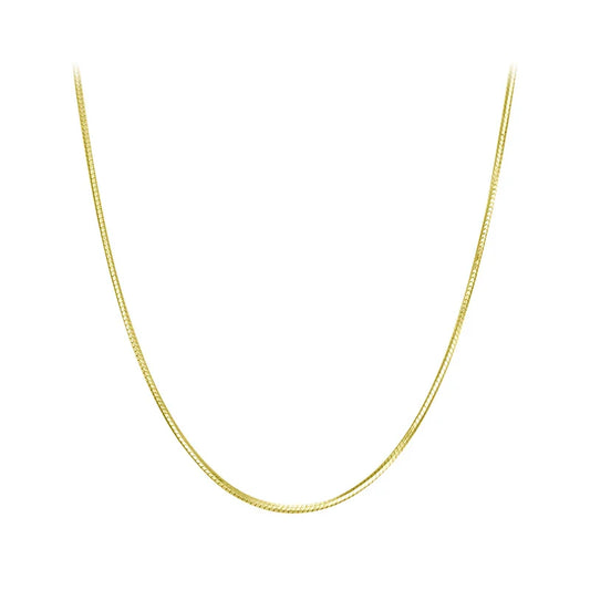 Solid Gold Over 925 Sterling Silver Chain Necklace for Women Girls, Stackable Round Snake Chain For Daily DIY Pairing