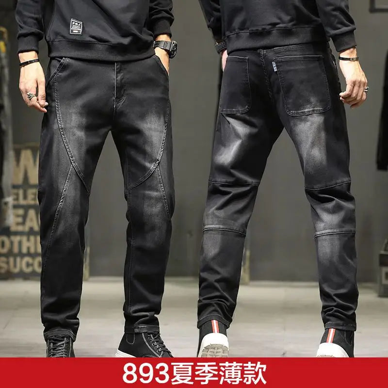 Summer Designer Clothes High Quality Punk Harajuku Fashion Casual Plus Size Slim Fit Denim Jeans for 2024 Cowboy Pants for Men