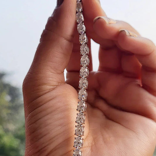 Bracelets tennis en moissanite taille ovale de 0,3/0,5/1 carat montés est-ouest pour femme en argent sterling 925, cadeau d'anniversaire