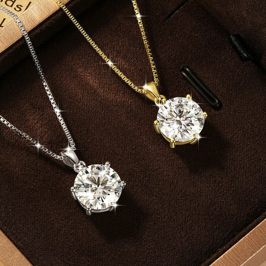 Pass Diamond Test 1.0ct–5ct Moissanite Necklace Sparkling Solitaire Pendant Necklaces for Women Wedding Party Jewelry Gift